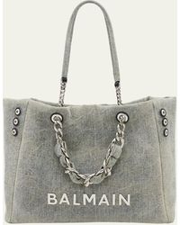 Balmain - 1945 Soft Cabas Tote Bag In Washed Denim - Lyst