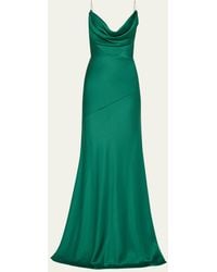 Alex Perry - Satin Crepe Cowl Draped Gown - Lyst