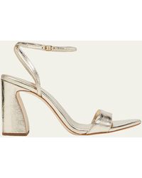 Loeffler Randall - Malia Metallic Leather Block-Heel Sandals - Lyst