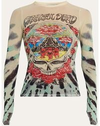 Alice + Olivia - X Grateful Dead Delaina Long-Sleeve Mesh Top - Lyst