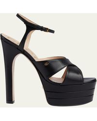 Gucci - Calfskin Crisscross Stiletto Platform Sandals - Lyst