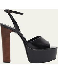 Saint Laurent - Jodie Leather Ankle-strap Platform Sandals - Lyst