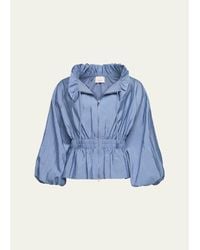 Cinq À Sept - Deana Ruffled-Collar Nylon Peplum Jacket - Lyst