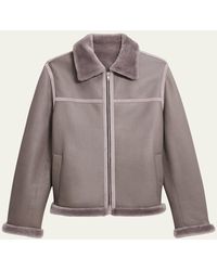 Theory - A-Line Shearling Jacket - Lyst