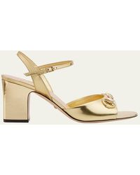 Gucci - Lady Metallic Horsebit Ankle-Strap Sandals - Lyst