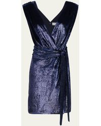 Halston - Lennox Sleeveless Shimmer Velvet Mini Dress - Lyst