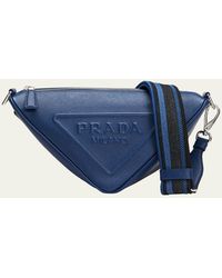 Prada - Saffiano Leather Logo Triangle Crossbody Bag - Lyst