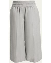 Loewe - Cropped Wide Leg Wool Trousers - Lyst