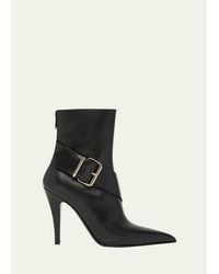 McQueen - Heron Buckle Leather Ankle Booties - Lyst