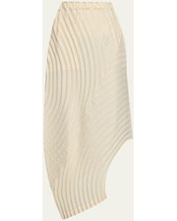 Issey Miyake - Curved Pleats Stripe Maxi Skirt - Lyst