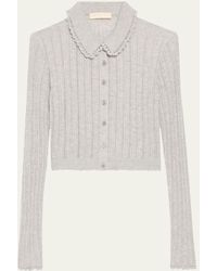 Ulla Johnson - Lottie Collared Cropped Pointelle Knit Cardigan - Lyst