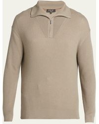 Loro Piana - Akan Cashmere-silk Ribbed Quarter-zip Sweater - Lyst
