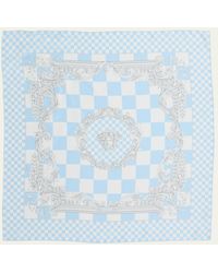 Versace - Baroque Checkered Silk Square Scarf - Lyst