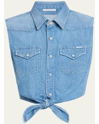 Mother - The Sleeveless Knotted Exes Denim Top - Lyst