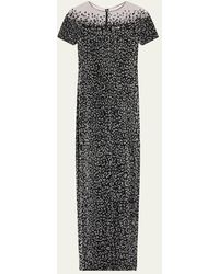 Pamella Roland - Leopard Sequined Off-The-Shoulder Illusion Gown - Lyst