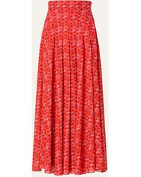 Akris - Pleated Floral-print Cotton Voile Maxi Skirt - Lyst