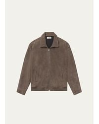 FRAME - Suede Full-Zip Bomber Jacket - Lyst
