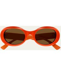 Gucci - Logo Acetate Oval Sunglasses - Lyst