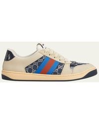 Gucci - Crystal Gg Denim Screener Low-Top Sneakers - Lyst