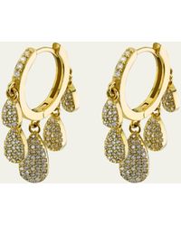 Sheryl Lowe - 14k Yellow Gold Pave Diamond 5 Shaker Earrings - Lyst