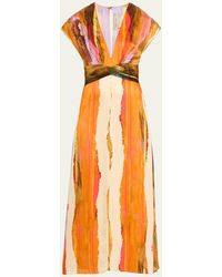 Silvia Tcherassi - Ivanova Abstract Striped Midi Dress - Lyst