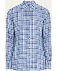 Bergdorf Goodman - Linen Plaid Casual Button-down Shirt - Lyst