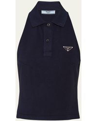 Prada - Polo Sleeveless Pique Shirt - Lyst