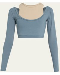 Live The Process - Taurus Two-tone Long-sleeve Crop Top - Lyst