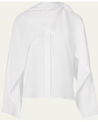 Akris - Silk Crepe Sleeve Panel Button-Down Blouse - Lyst