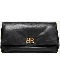 Balenciaga - Monaco Fold-over Flap Leather Clutch Bag - Lyst