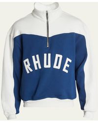 Rhude - Logo Colorblock Cotton Terry Varsity Sweatshirt - Lyst