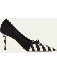 Manolo Blahnik - 90Mm Trillo Striped Python And Suede Pumps - Lyst