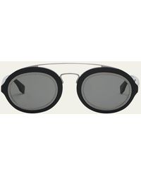 Fendi - Acetate Double-bridge Oval Sunglasses - Lyst