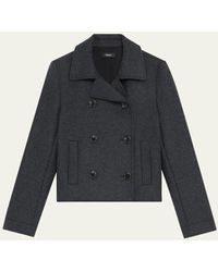 Theory - Shrunken Wool Double-breasted Peacoat - Lyst