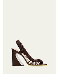 Fendi - 95Mm Arco Asymmetric Braided Leather Sandals - Lyst