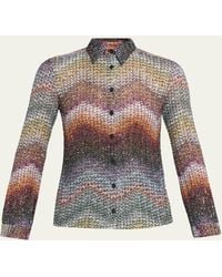 Missoni - Sequined Wefted Loom Knit Button-Down Shirt - Lyst