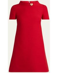 Valentino Garavani - Crepe Couture Crystal Heart Mini Dress - Lyst