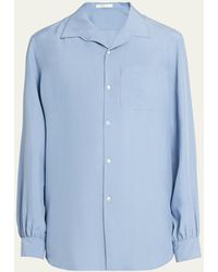 The Row - Kiton Open-collar Silk Button-front Shirt - Lyst