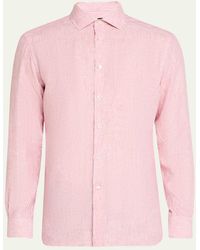 ZEGNA - Stripe Oasi Lino Casual Button-Down Shirt - Lyst