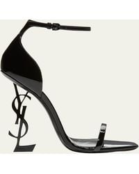 Saint Laurent - Opyum Ysl Logo-heel Sandals With Black Hardware - Lyst