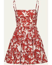 Agua Bendita - Lima Floral Embroidery Linen Mini Dress - Lyst
