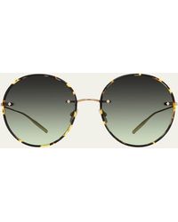 Barton Perreira - Rigby Havana Titanium & Acetate Round Sunglasses - Lyst
