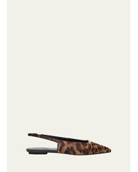 Tod's - Printed Calf Hair Slingback Flats - Lyst