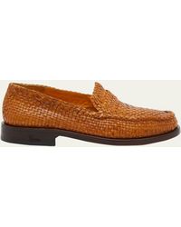 Marni - Woven Leather Penny Loafers - Lyst