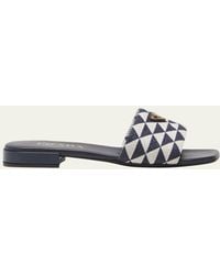 Prada - Triangle Jacquard Flat Sandals - Lyst