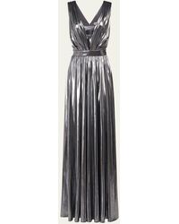 Halston - Titania Sleeveless Cutout Foiled Jersey Gown - Lyst