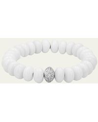 Sheryl Lowe - White Agate 10mm Bead Bracelet With Pave Diamond Donut - Lyst