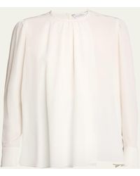 Max Mara - Carol Gathered Embellished-Cuff Blouse - Lyst