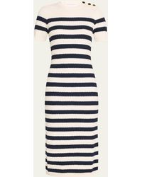 Carolina Herrera - Striped Knit Midi Dress With Button Detail - Lyst