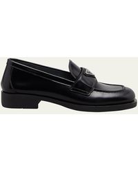 Prada - Triangle-logo Patent-leather Loafers - Lyst